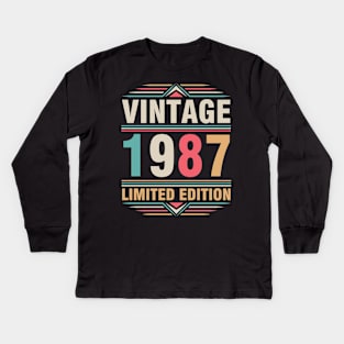 Vintage 1987 Ltd Edition Happy Birthday 35 Years Old Me You Kids Long Sleeve T-Shirt